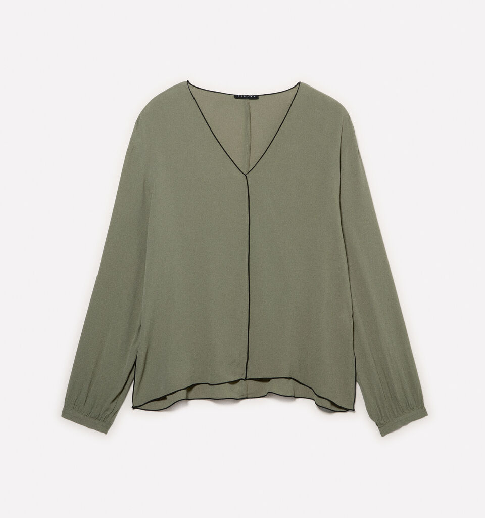 Blusa over fit verde militare - bluse da donna - Verde Militare | Sisley image number 5